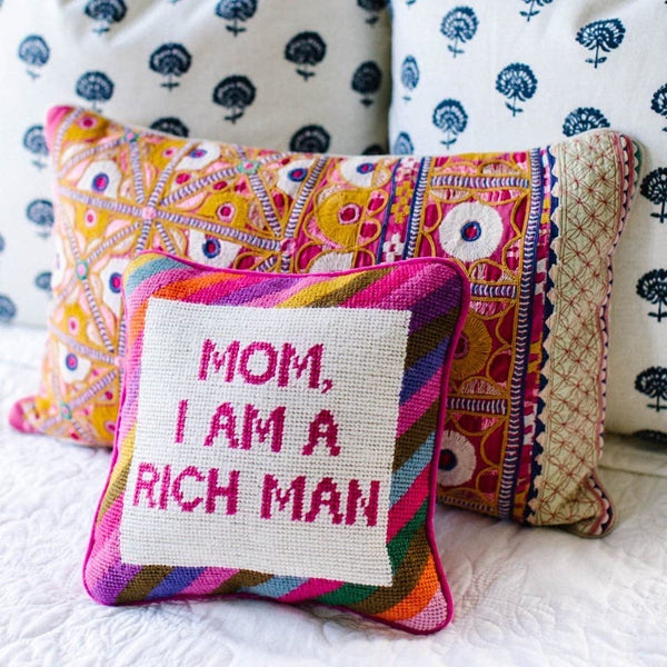 Needlepoint Decorative Throw Pillow 10" x 10"