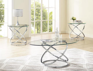 3-Piece Chrome & Glass Occasional Table Set