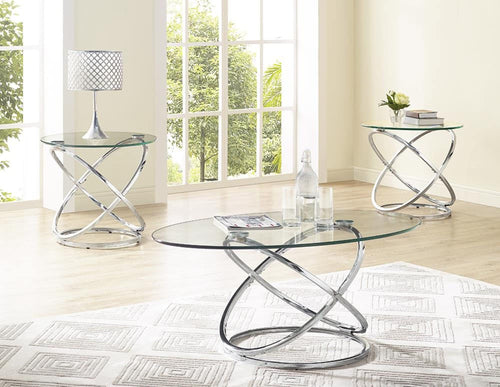 3-Piece Chrome & Glass Occasional Table Set