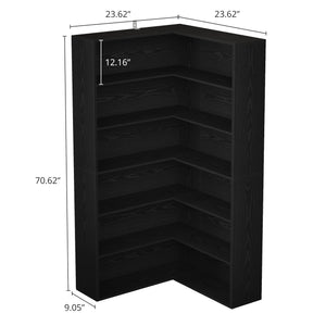 6-Tier L-Shaped Corner Bookshelf with Baffles