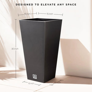 30 Inch Tall Outdoor Indoor Planter – Weather Resistant with Drainage Holes