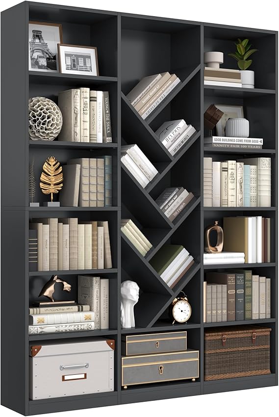 6-Tier Tree Bookshelf with 13 Open Compartments