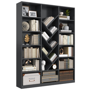 6-Tier Tree Bookshelf, 71" Tall Floor Standing Bookcase