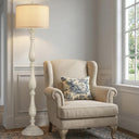 Vintage Resin Floor Lamp with Linen Shade