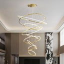 9-Ring LED Pendant Chandelier with Remote Dimming – 55 Inch Multi-Ring Ceiling Light