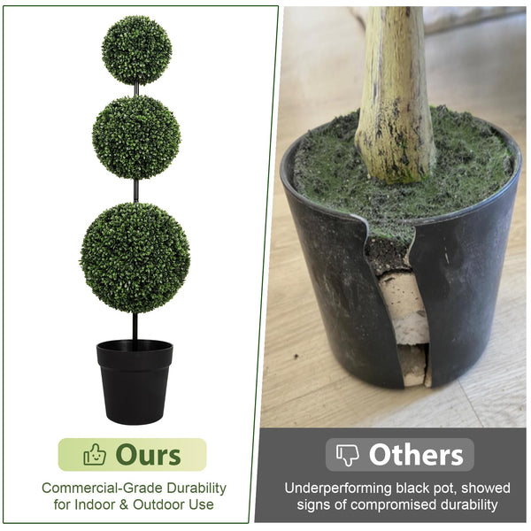 4FT Triple Ball Boxwood Topiary Set of 2