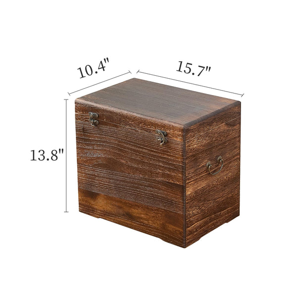 Rustic Wooden Storage Chest with Hinged Lid
