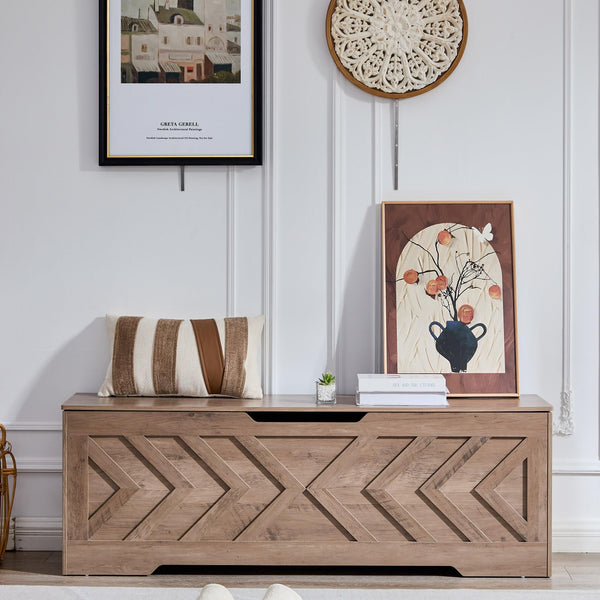 Extra Large Storage Bench with Safety Hinges