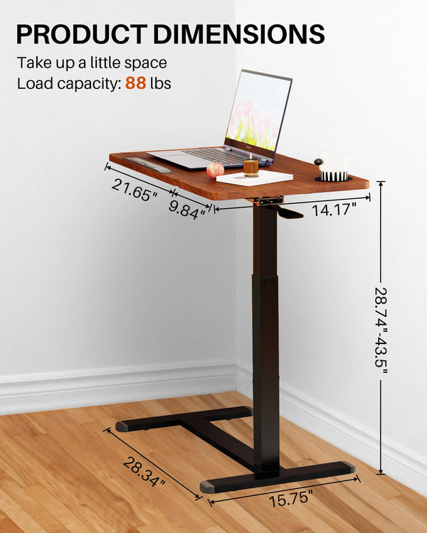 Pneumatic Height Adjustable Overbed Table with Wheels