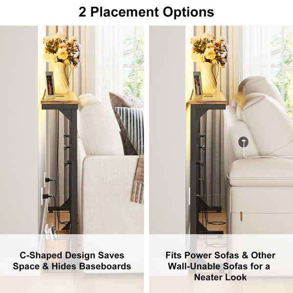 79" Adjustable Behind Couch Console Table with Outlets & LED Lights