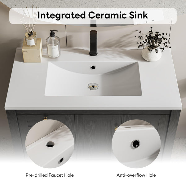 36" Bathroom Vanity with Sink and Cabinet