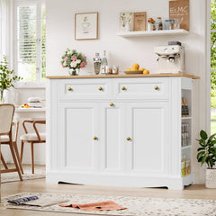 Kitchen Island with Storage & Drop Leaf Countertop