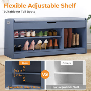 Farmhouse Shoe Storage Bench with Cushion & Lift Top
