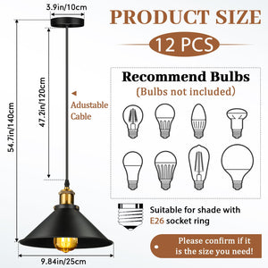 Black Industrial Dome Pendant Light Set of 12