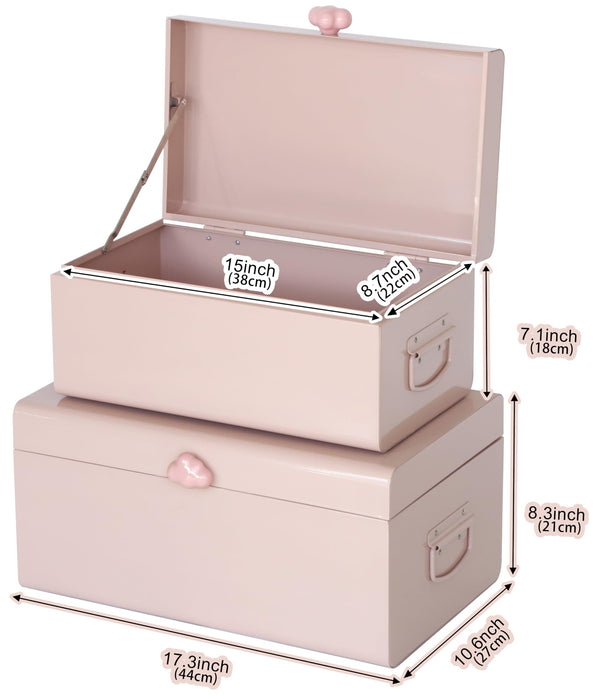 Large Decorative Storage Boxes Set of 2 with Cloud Handle