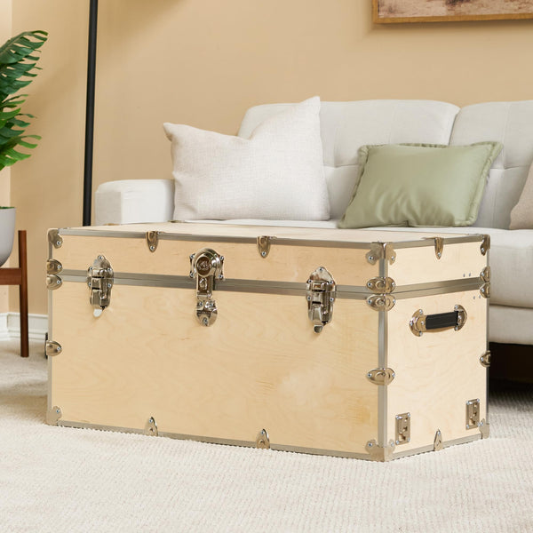 34 Inch Wood Storage Trunk with Soft-Close Lid