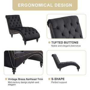 Velvet Chaise Lounge Indoor Chair with Pillow