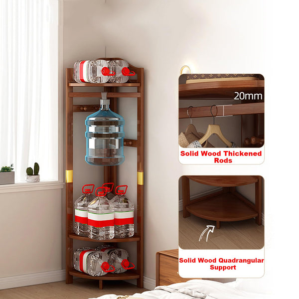 Corner Coat Rack with Storage Basket & Hooks