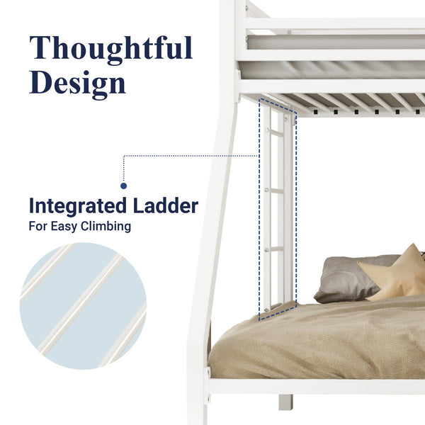 Twin Over Full Metal Bunk Bed with Guardrail