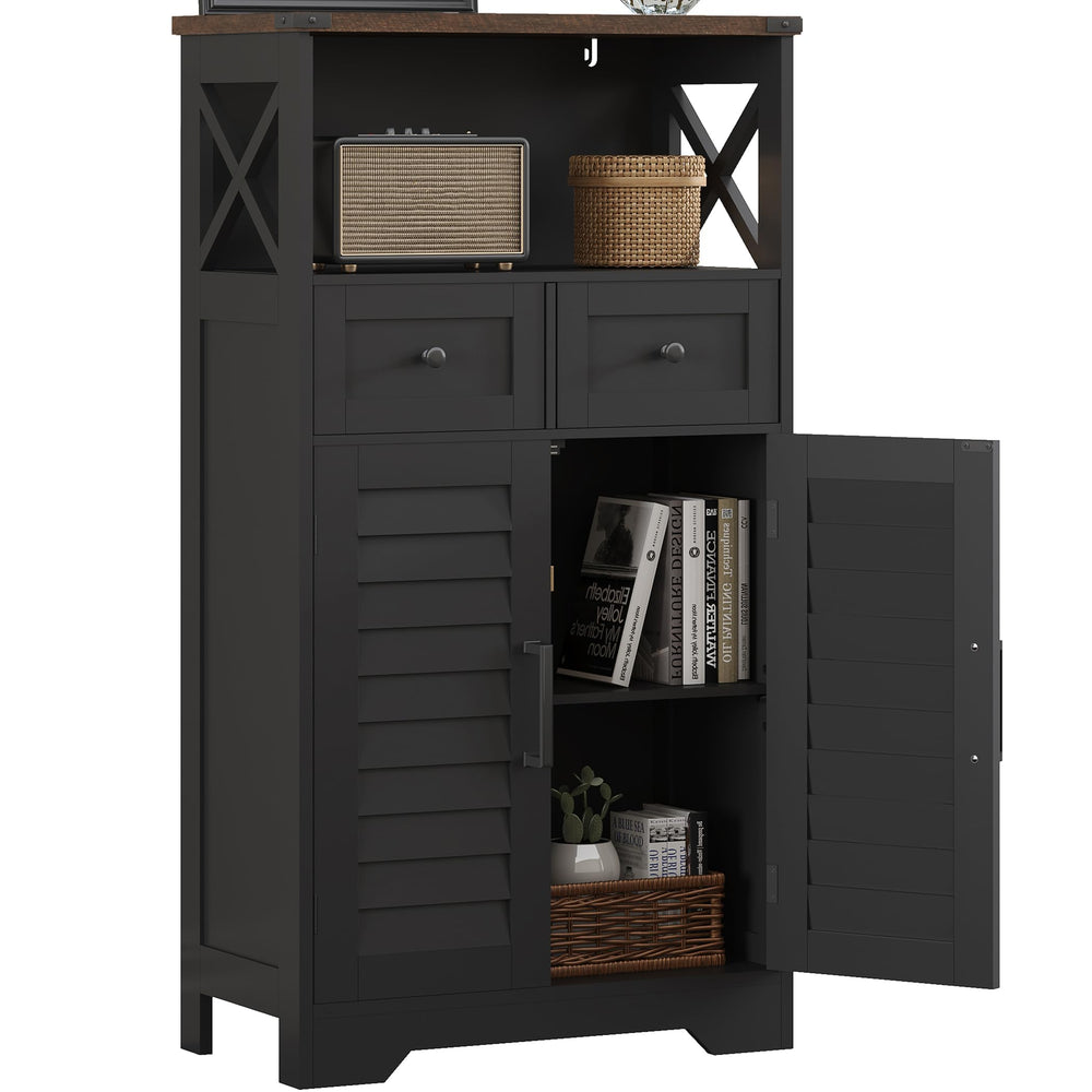 Farmhouse Storage Cabinet with Doors and Drawers