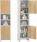 Tall Narrow Storage Cabinet with Lights & Adjustable Shelves