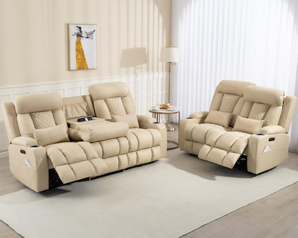 Zero Wall Hugger Power Reclining Sofa Set with Adjustable Headrest