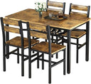 5-Piece Wood Dining Table Set with Storage Shelf