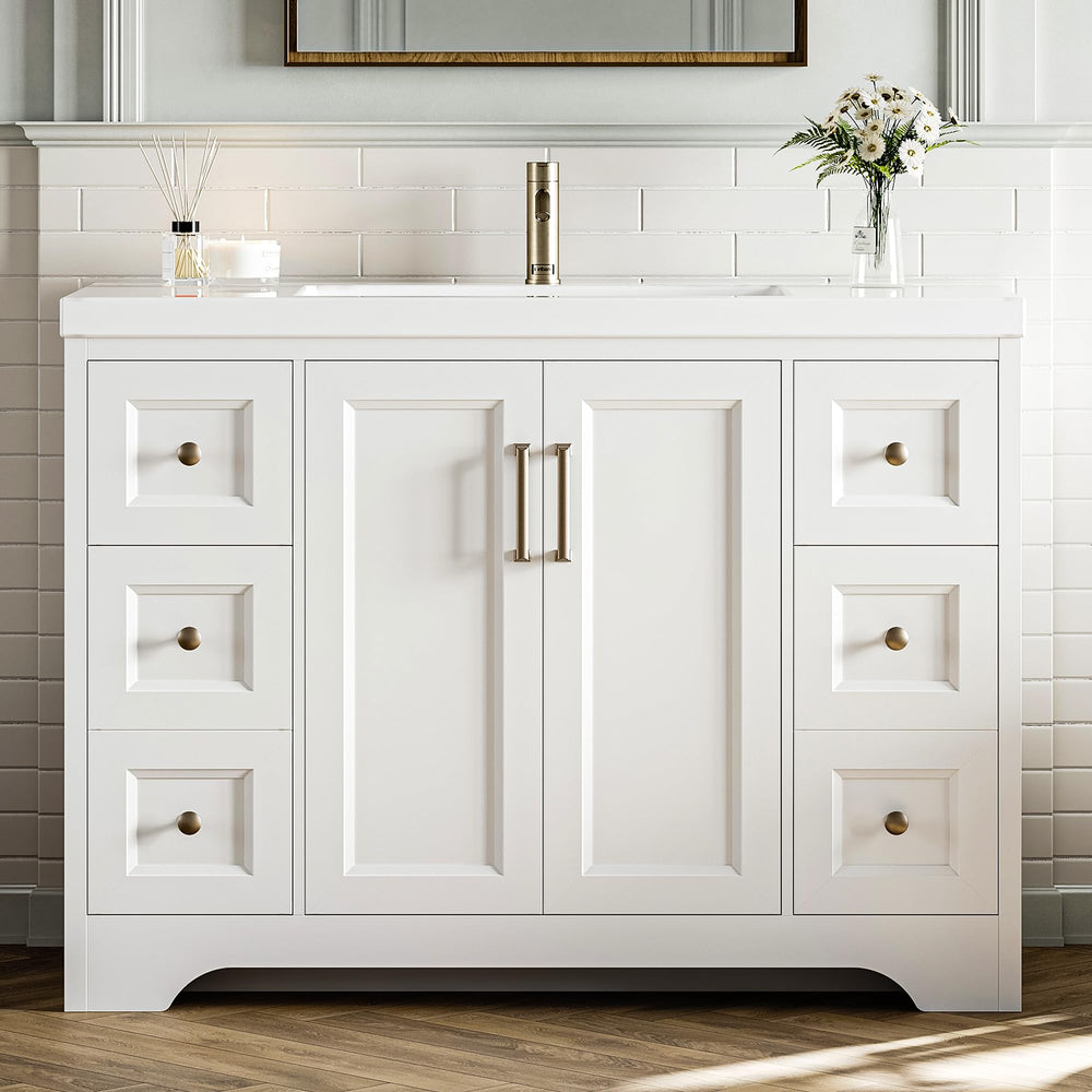 47.2" Bathroom Vanity with Sink, Soft-Close Doors & Drawers – White