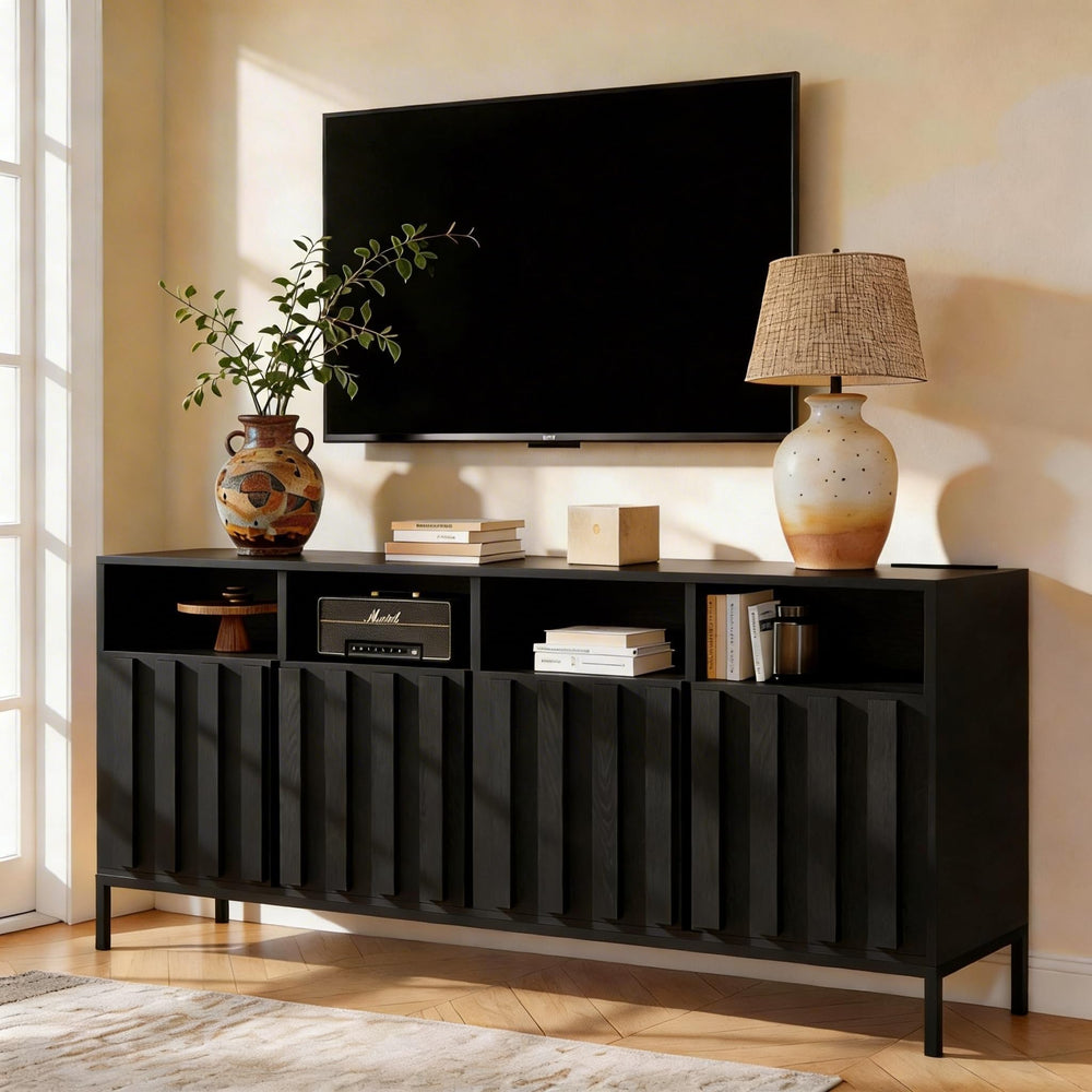 70" Fluted TV Stand with Power Outlet