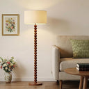 61" Beaded Wood Floor Lamp with Linen Shade
