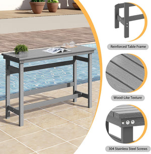 Outdoor HDPE Bar Table 41" Counter Height Rectangle Patio Bar Table