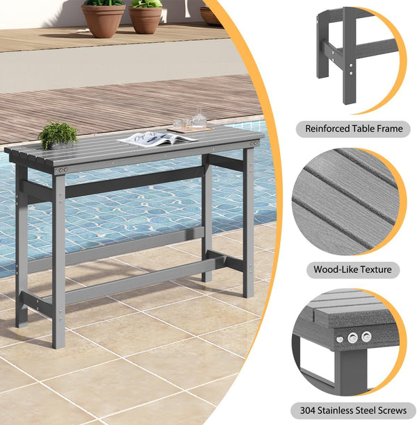 Outdoor HDPE Bar Table 41" Counter Height Rectangle Patio Bar Table
