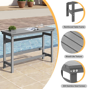 Outdoor HDPE Bar Table 41" Counter Height Rectangle Patio Bar Table