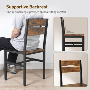 Rustic Farmhouse Dining Chairs with Metal Frame