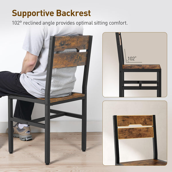 Rustic Farmhouse Dining Chairs with Metal Frame