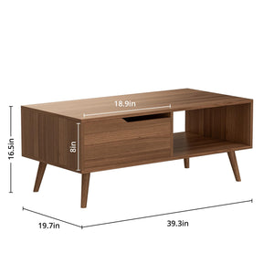 Coffee Table with Drawer & Open Shelf