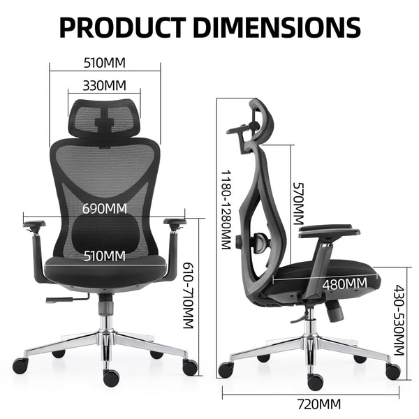 Ergonomic Mesh Office Chair with 3D Adjustable Headrest & Lumbar Support