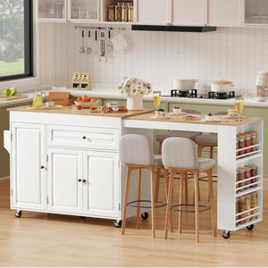 Expandable Kitchen Island on Wheels with Storage