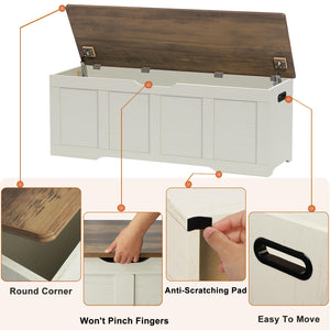 Large Storage Chest with Safety Hinges & Wooden Bench