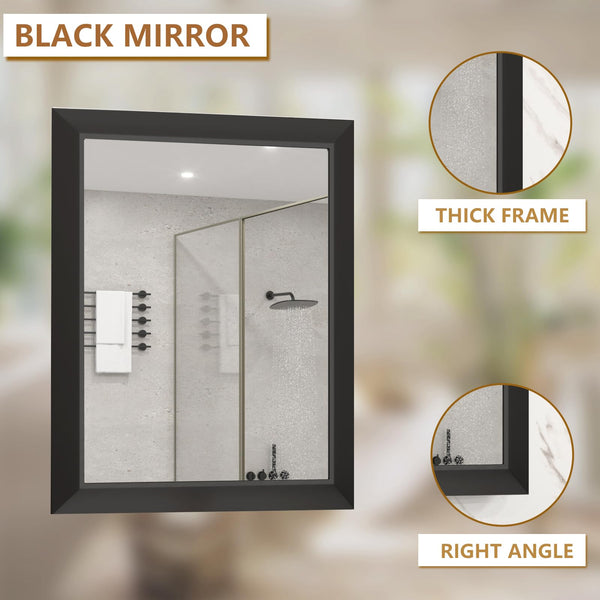 36x30 Rectangle Bathroom Vanity Mirror with Metal Frame, Anti-Rust, Wall Mounted