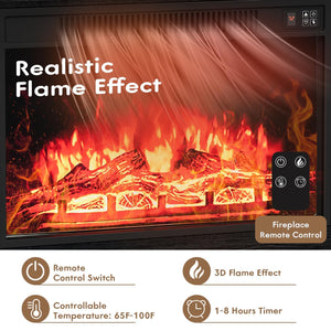 Electric Fireplace TV Stand with Storage, 58 Inch