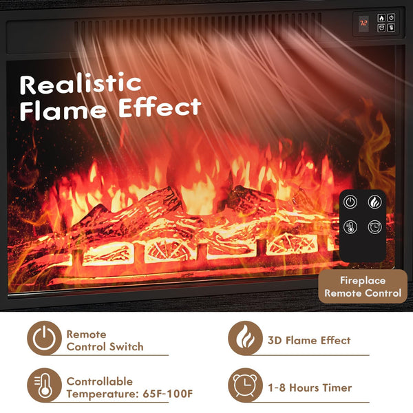 Electric Fireplace TV Stand with Storage, 58 Inch