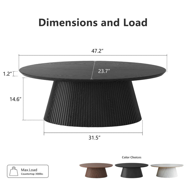 Oval Coffee Table with Fluted Design
