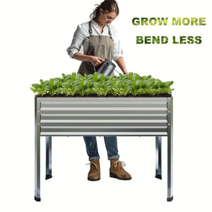 Galvanized Raised Garden Bed with Legs 48x18x31.5", Elevated Metal Planter Box, Set of 2