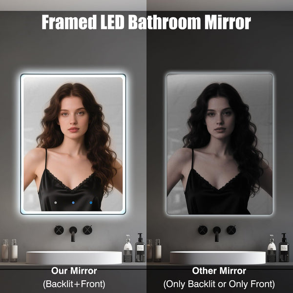 Smart Bathroom Mirror TV with LED Lights & Anti-Fog