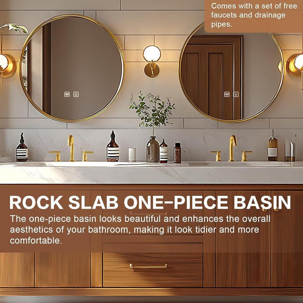 96-Inch Double Sink Bathroom Vanity with LED Mirror