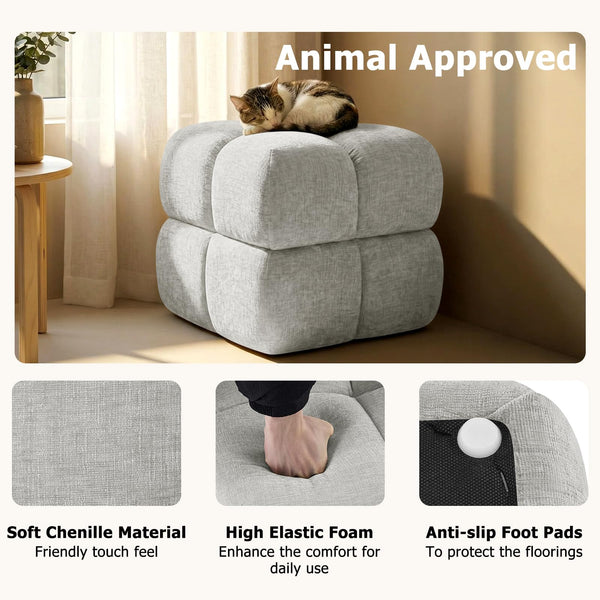 Oversized Square Storage Ottoman – Grey