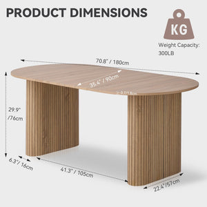 70.8" Oval Dining Table for 4-6 People