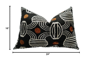 Handmade Velvet Throw Pillow – Geometric Striped, Down Feather Fill