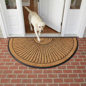 Sunburst Half Round Coco Coir Doormat – Non-Slip Rubber Backing, Multiple Sizes